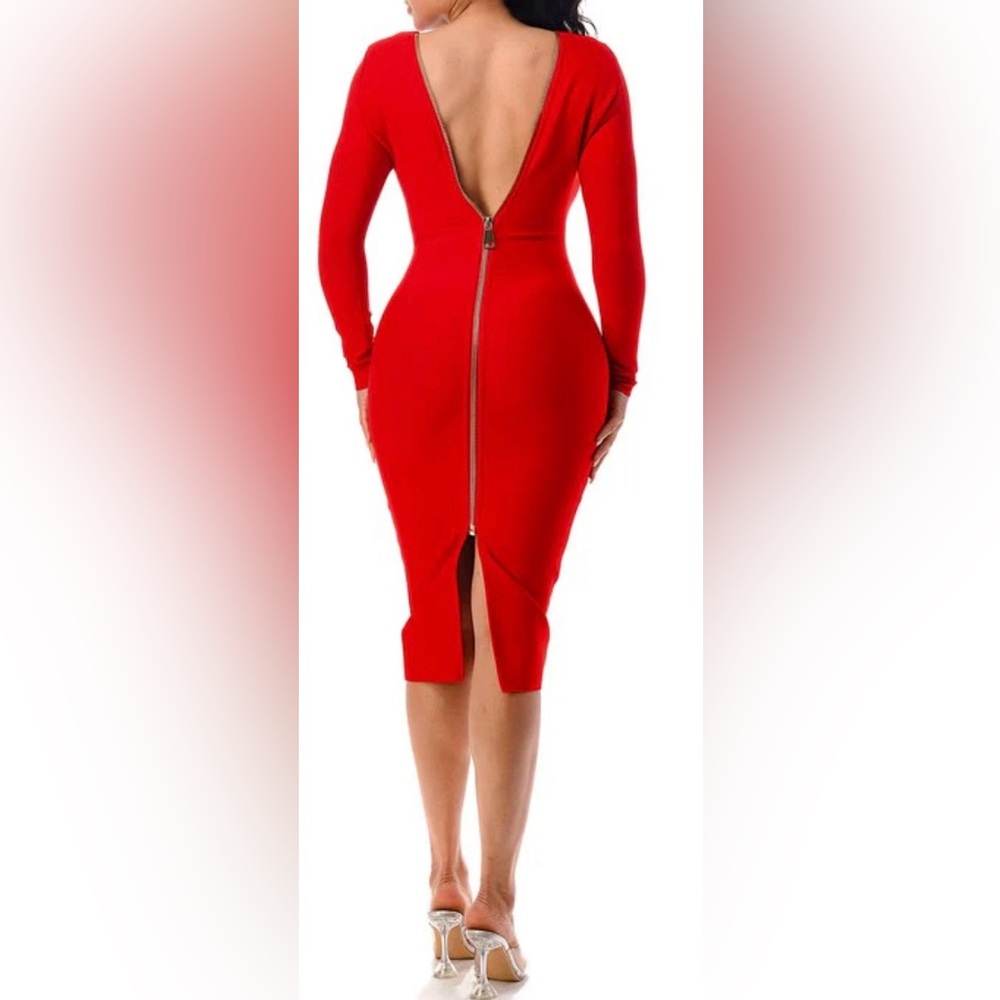 Back Zipper Red Dress